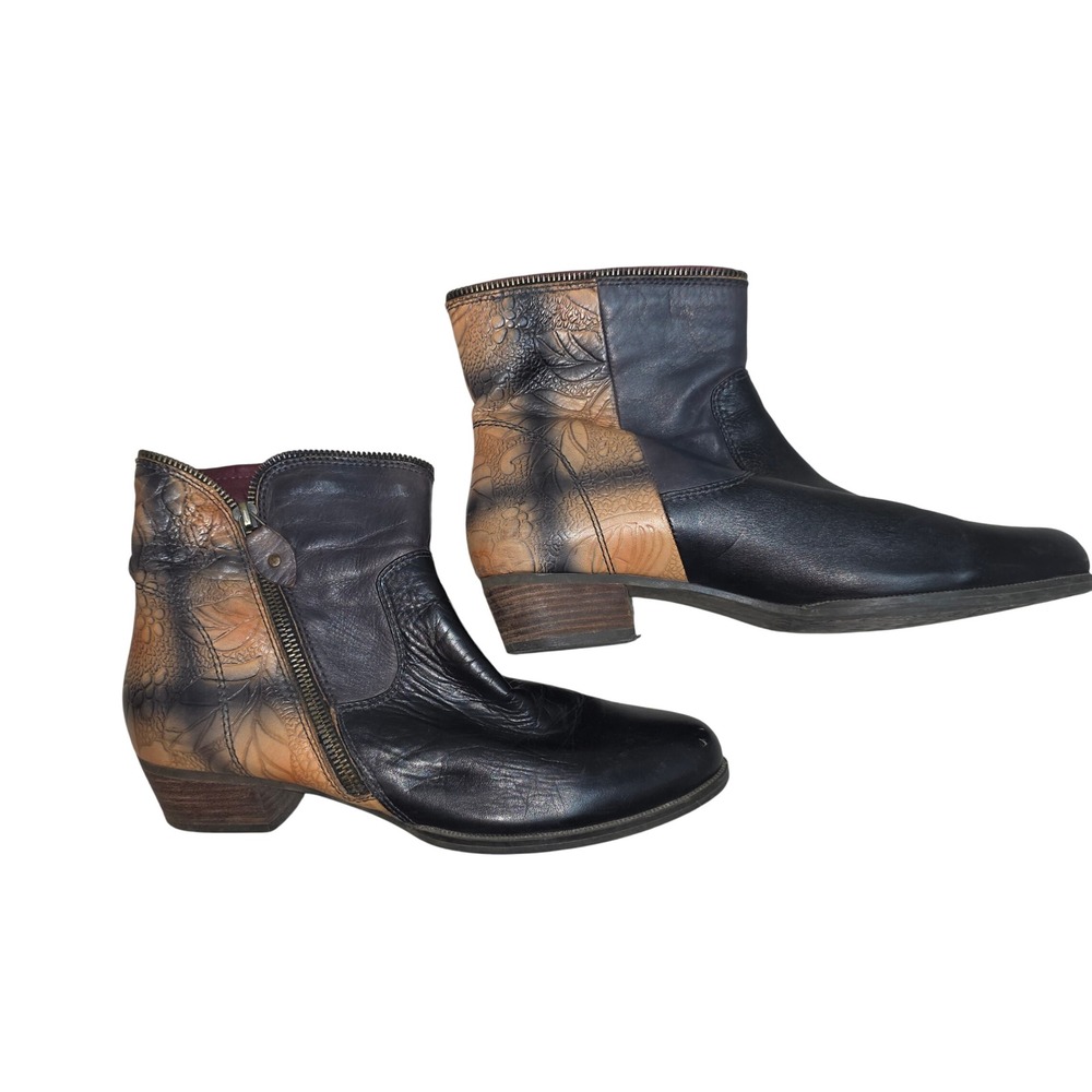 L'Artiste Spring Step Erminia Black Floral Embossed Ankle Boots 41 US 9.5-10 - Picture 2 of 8